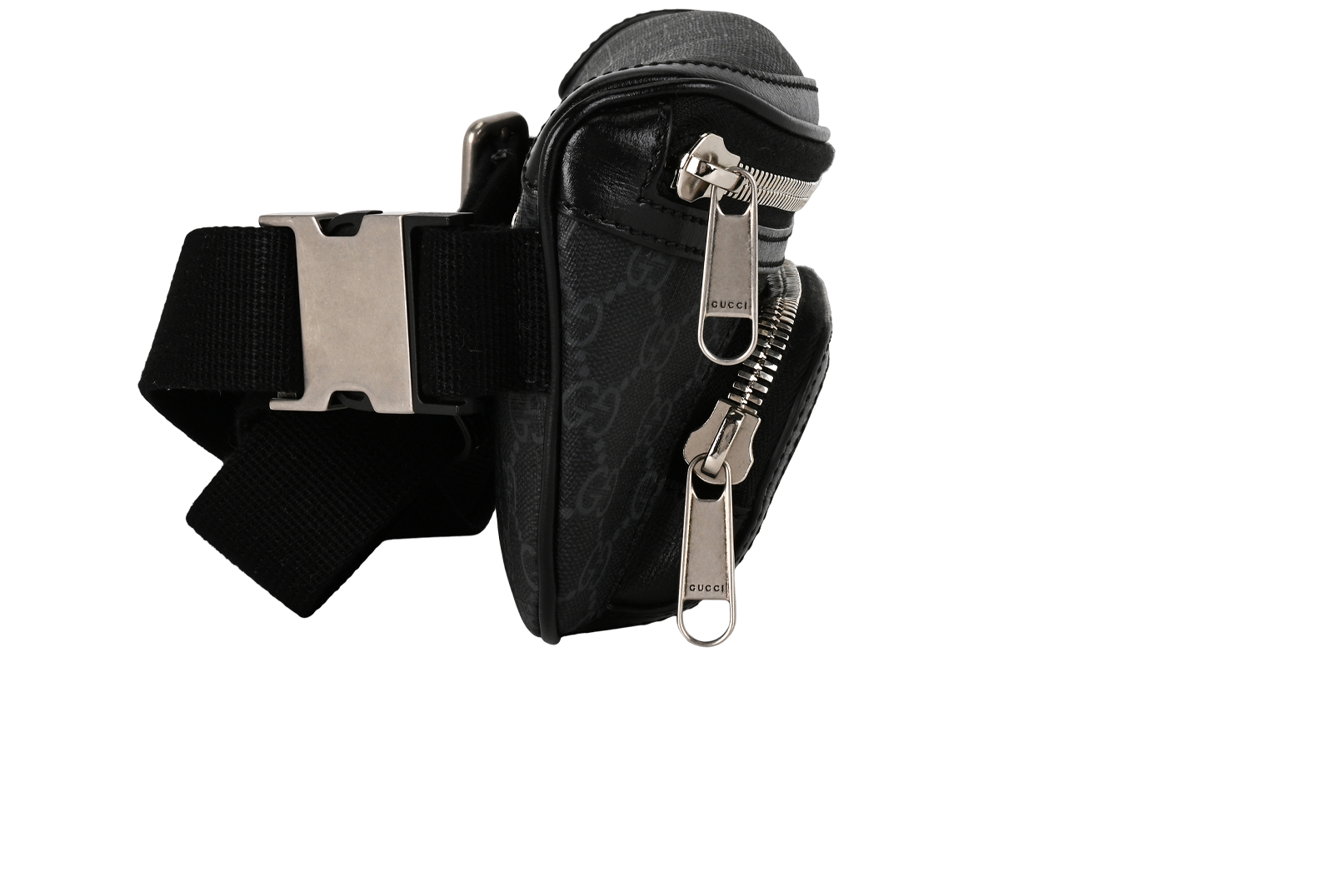 Belt Bag, &pound;550, Handbags, Black, Canvas/Leather, Side view